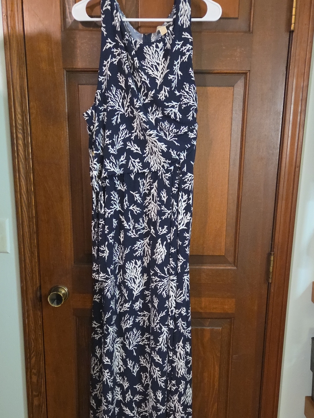 MICHAEL Michael Kors Navy Maxi Dress with White Coral Print